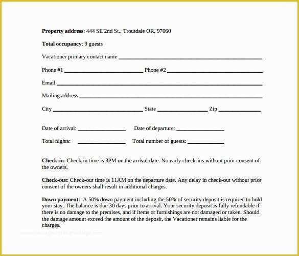 Free Vacation Rental Agreement Template Of Sample Vacation Rental Agreement 7 Free Documents In