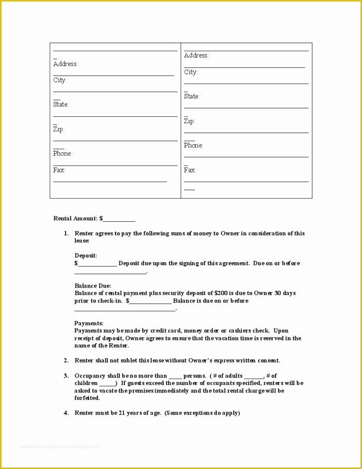 Free Vacation Rental Agreement Template Of Sample Vacation Rental Agreement Template Free Download
