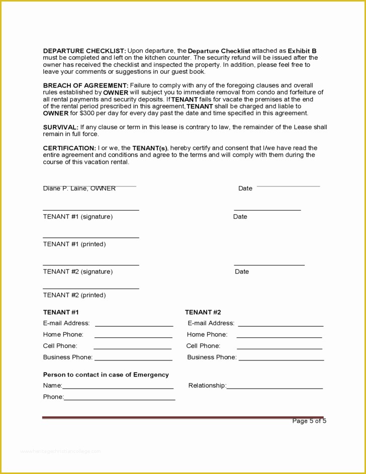 Free Vacation Rental Agreement Template Of Standard Vacation Rental Agreement Template Free Download