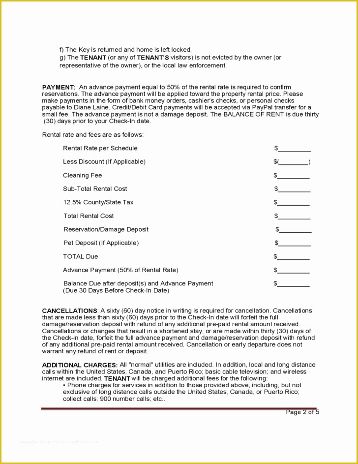 Free Vacation Rental Agreement Template Of Standard Vacation Rental Agreement Template Free Download