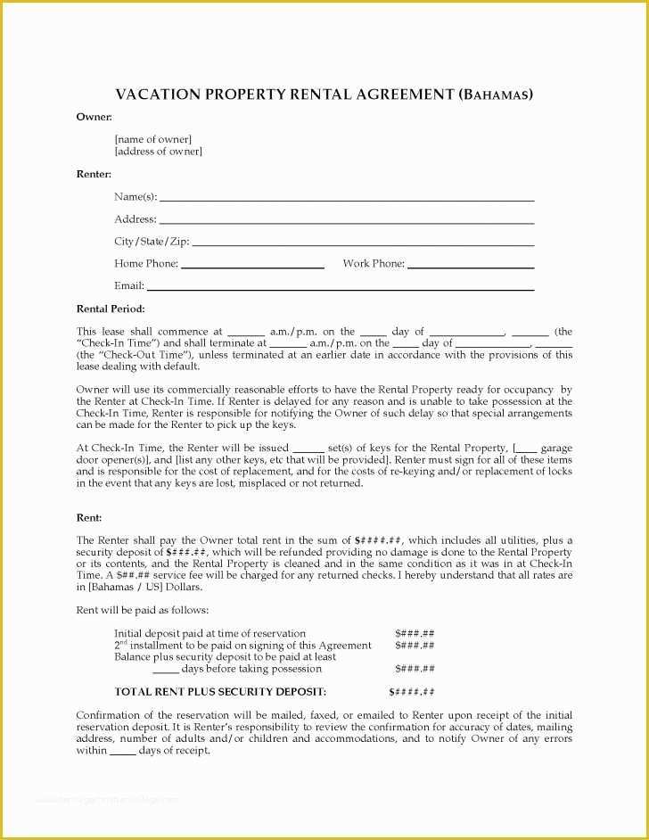 Free Vacation Rental Agreement Template Of Vacation Rental Agreement Example