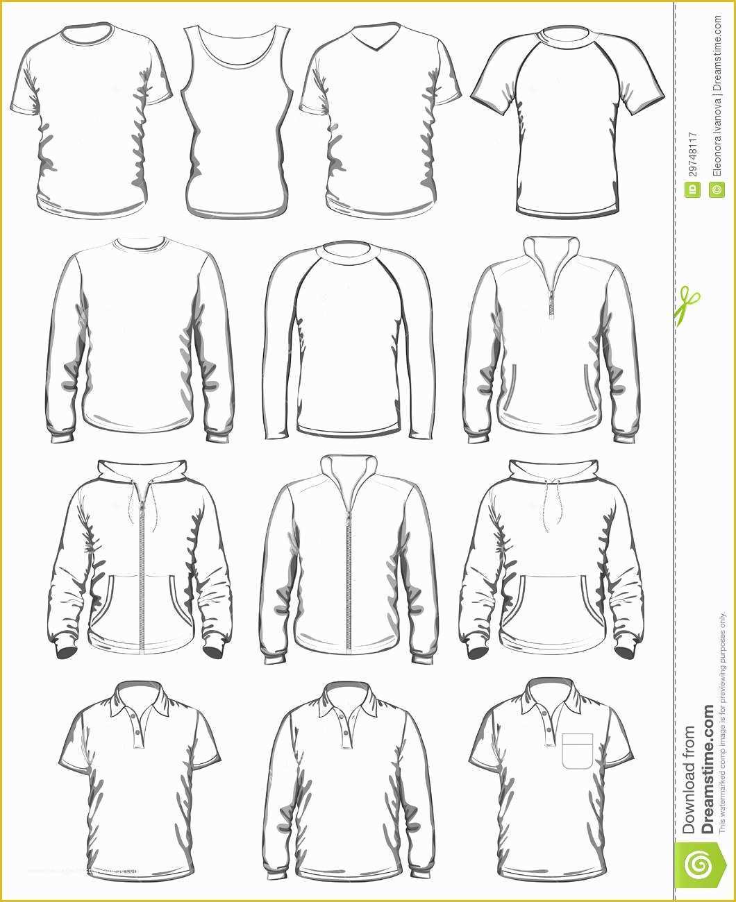 Free Vector Clothing Templates Of Collection Men Clothes Outline Templates Stock Vector