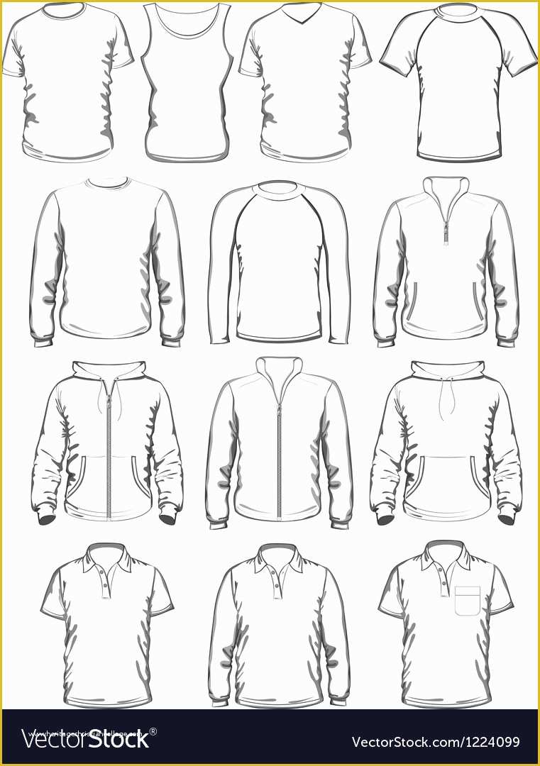 Free Vector Clothing Templates Of Collection Of Men Clothes Outline Templates Vector Image