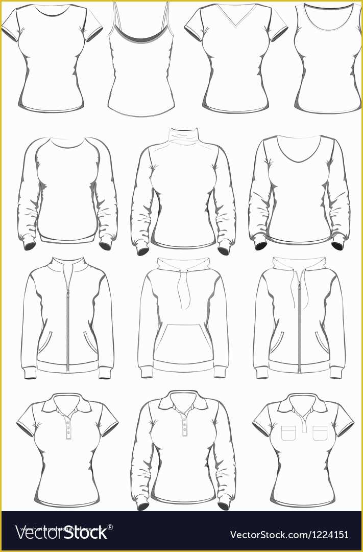 Free Vector Clothing Templates Of Collection Of Women Clothes Outline Templates Vector Image