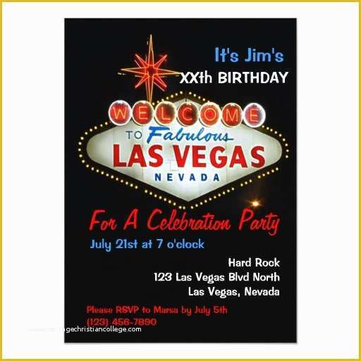 Free Vegas themed Invitation Templates Of Birthday Party Las Vegas Party Invitations