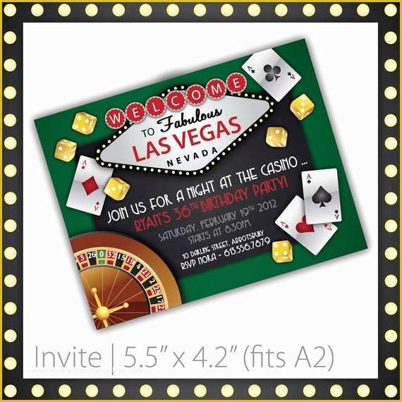 Free Vegas themed Invitation Templates Of Casino Party Invitations Lucky Draw by Blackcherryprintable