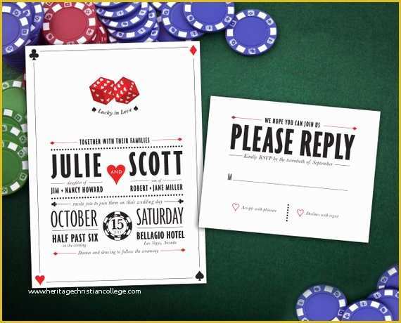 Free Vegas themed Invitation Templates Of Items Similar to Lucky In Love Las Vegas Wedding