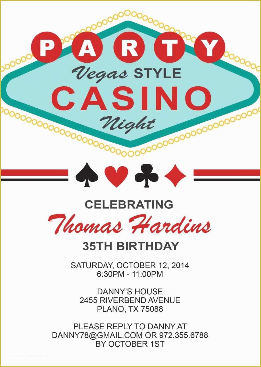 Free Vegas themed Invitation Templates Of Las Vegas Birthday Invitation Adult Birthday by