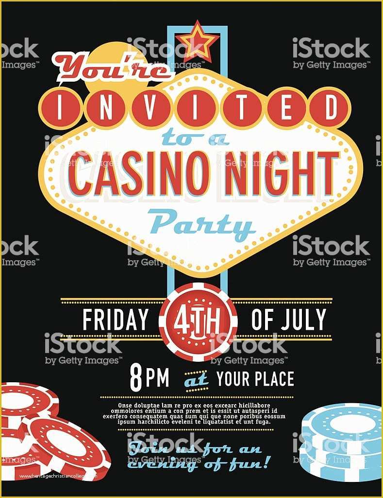 Free Vegas themed Invitation Templates Of Las Vegas Sign Party and Casino Night Invitation Design