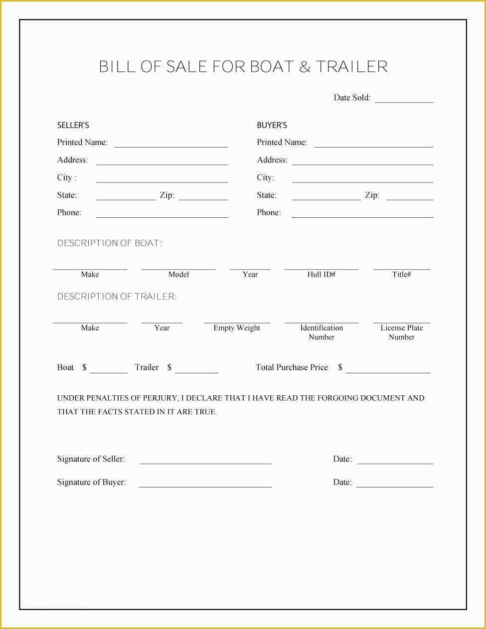 Free Vehicle Bill Of Sale Template Of 45 Fee Printable Bill Of Sale Templates Car Boat Gun