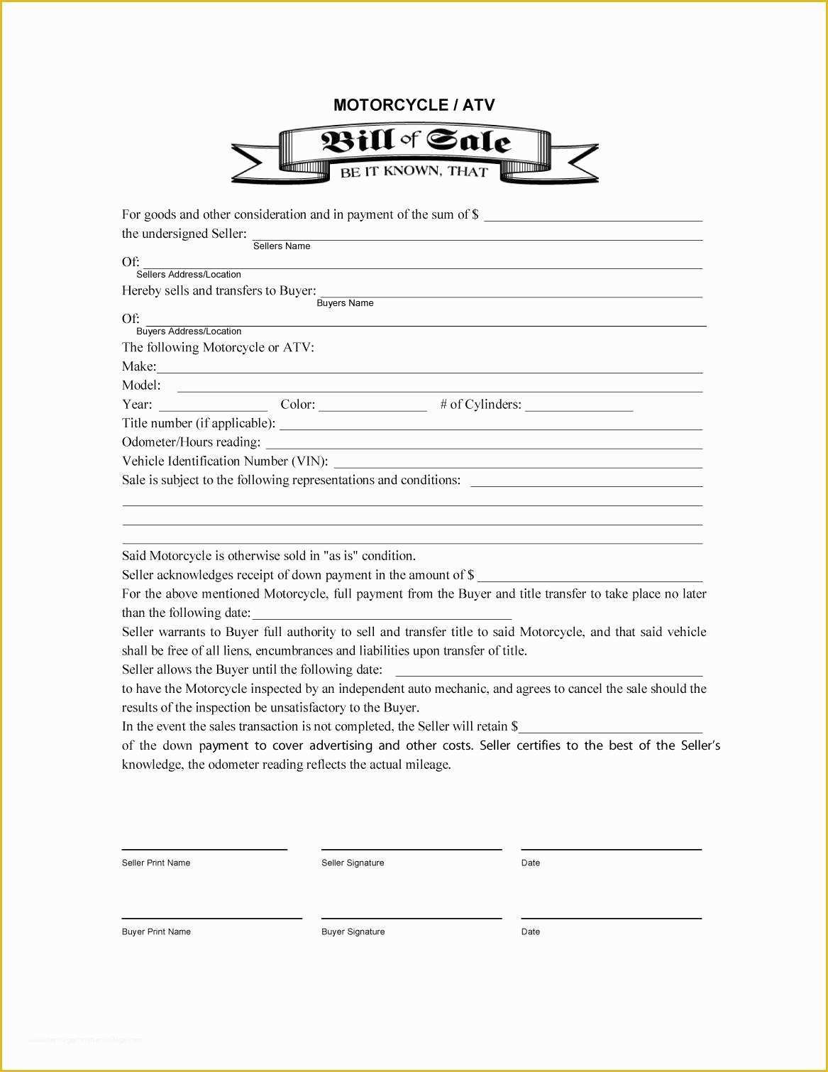 Free Vehicle Bill Of Sale Template Of 45 Fee Printable Bill Of Sale Templates Car Boat Gun