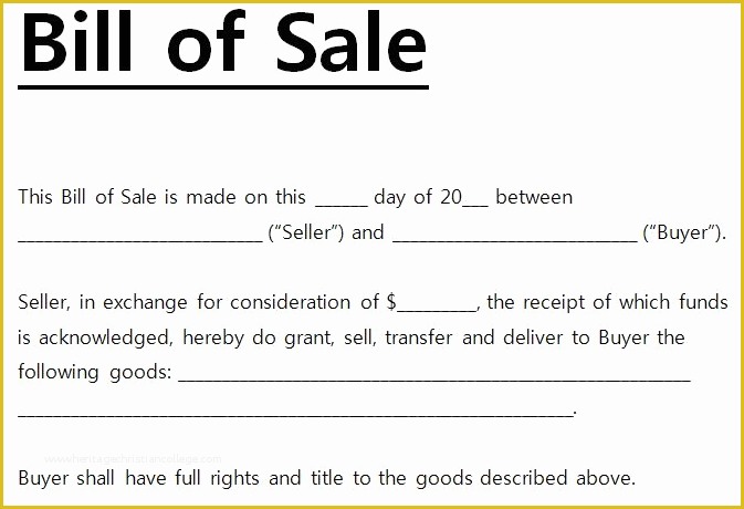Free Vehicle Bill Of Sale Template Of Free Printable Bill Of Sale Templates form Generic
