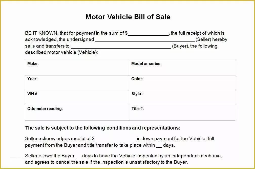 Free Vehicle Bill Of Sale Template Of Vehicle Bill Sale Template