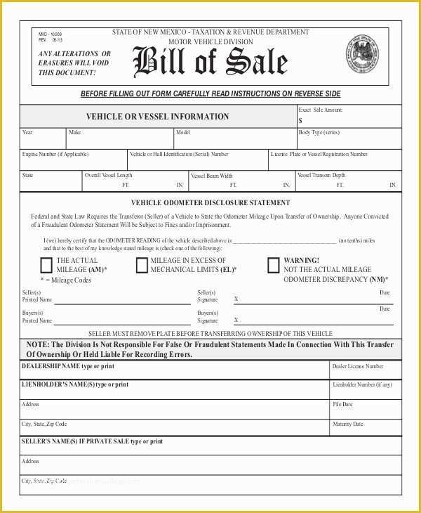 Free Vehicle Bill Of Sale Template Pdf Of Auto Bill Sale 8 Free Word Pdf Documents Download