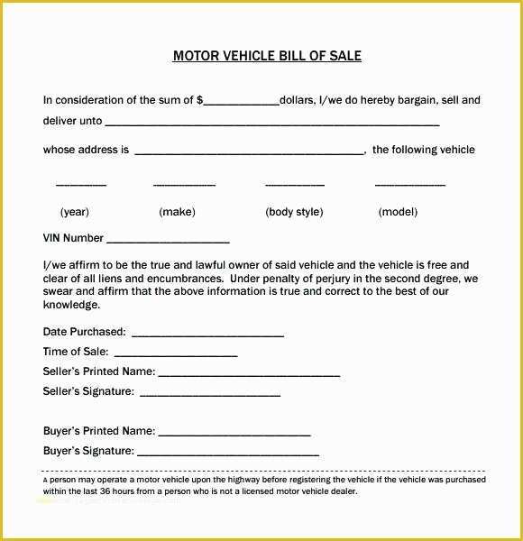 Free Vehicle Bill Of Sale Template Pdf Of Automobile Bill Of Sale Template