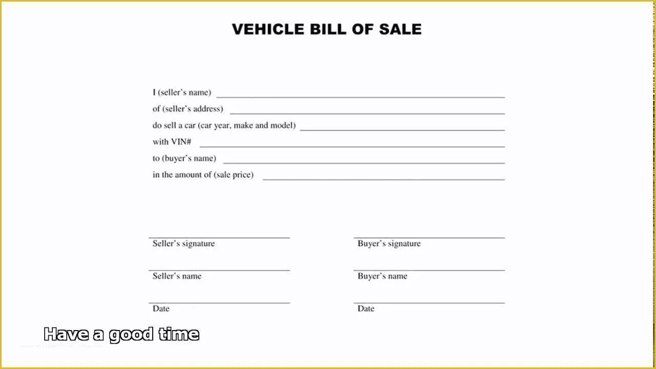 Free Vehicle Bill Of Sale Template Pdf Of Bill Of Sale Car