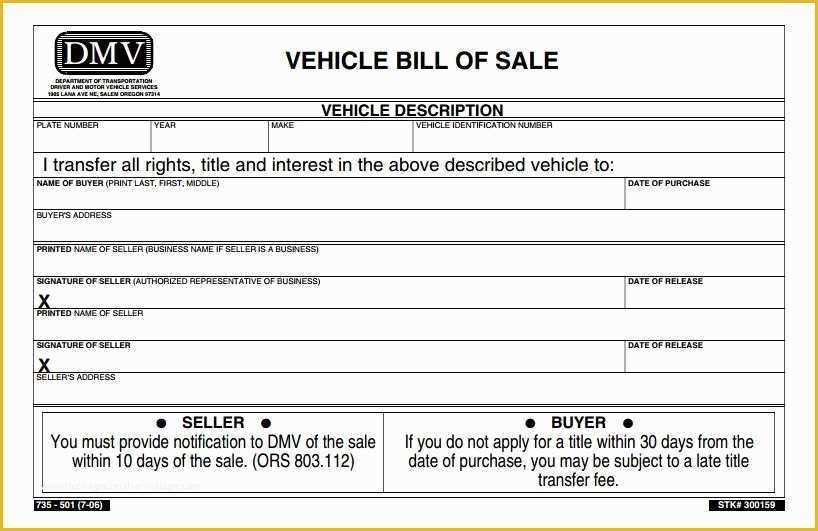 Free Vehicle Bill Of Sale Template Pdf Of Free oregon Vehicle Bill Of Sale form
