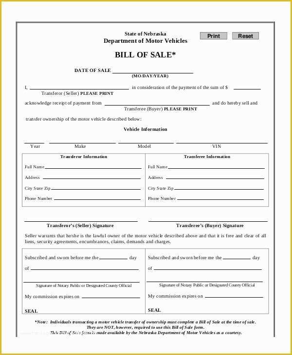 Free Vehicle Bill Of Sale Template Pdf Of Motor Vehicle Bill Of Sale 7 Free Word Pdf Documents