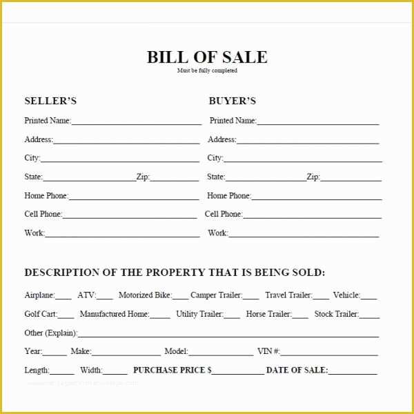 Free Vehicle Bill Of Sale Template Pdf Of Printable Car Bill Of Sale Pdf