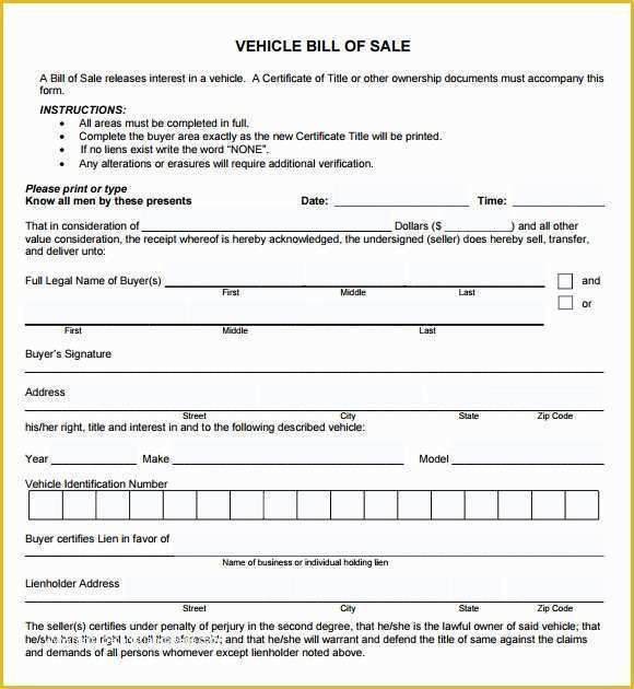 Free Vehicle Bill Of Sale Template Pdf Of Vehicle Bill Of Sale Template 14 Download Free