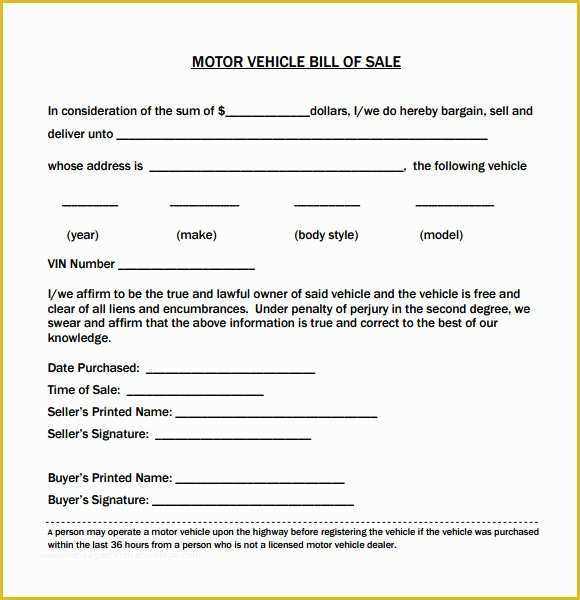 Free Vehicle Bill Of Sale Template Pdf Of Vehicle Bill Of Sale Template 14 Download Free