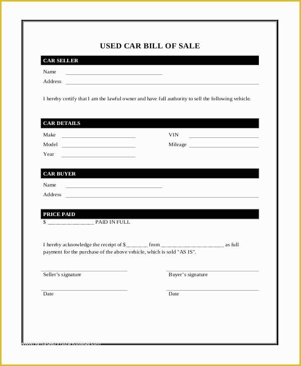 Free Vehicle Bill Of Sale Template Pdf Of Vehicle Bill Of Sale Template 14 Free Word Pdf