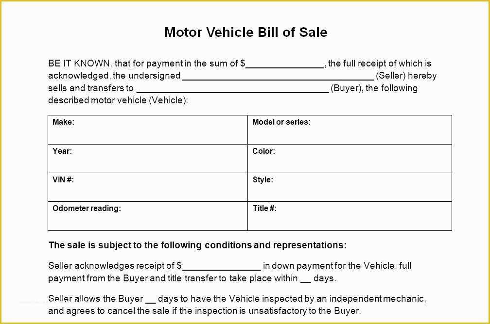 Free Vehicle Bill Of Sale Template Word Of 15 Generic Bill Of Sale for Car