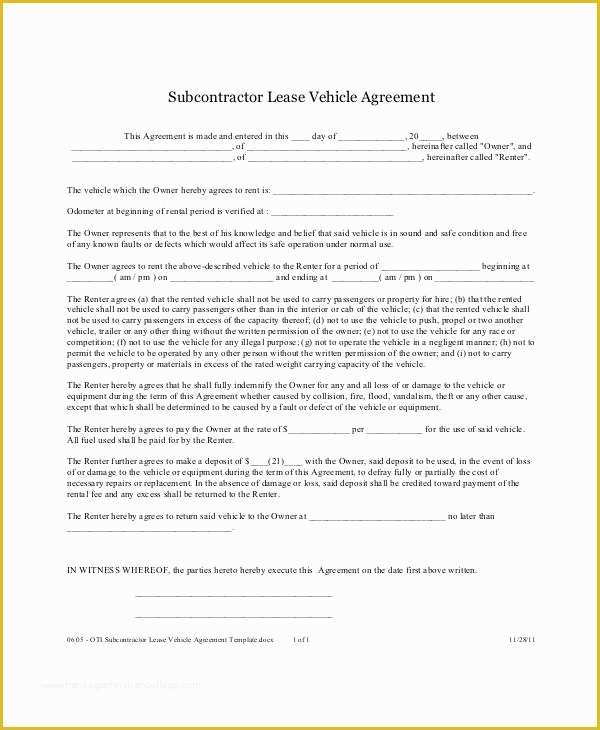 Free Vehicle Rental Agreement Template Of 12 Vehicle Lease Agreement Templates Docs Word