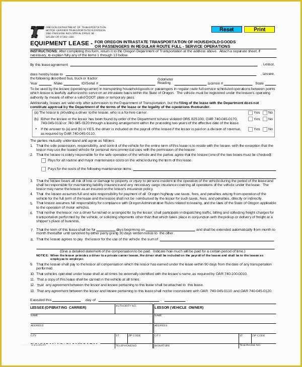 Free Vehicle Rental Agreement Template Of Mercial Vehicle Lease Agreement