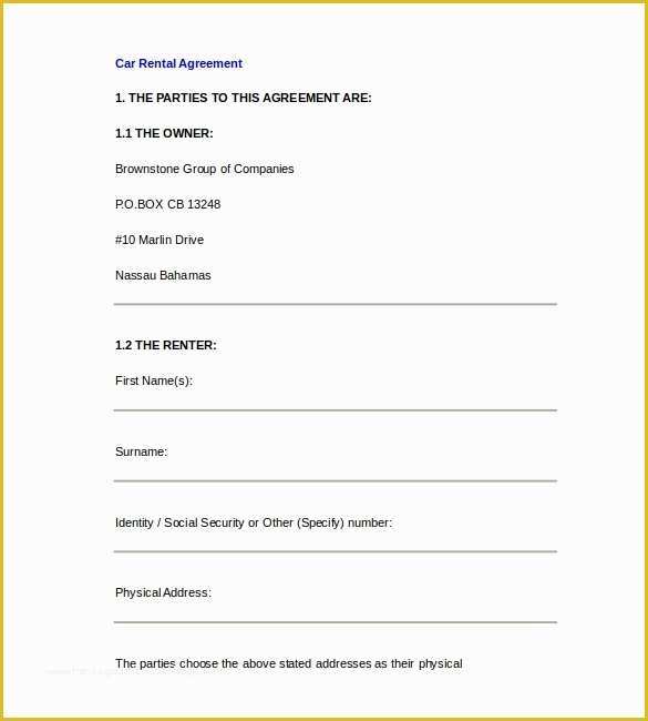 Free Vehicle Rental Agreement Template Of Rental Agreement Template – 21 Free Word Pdf Documents