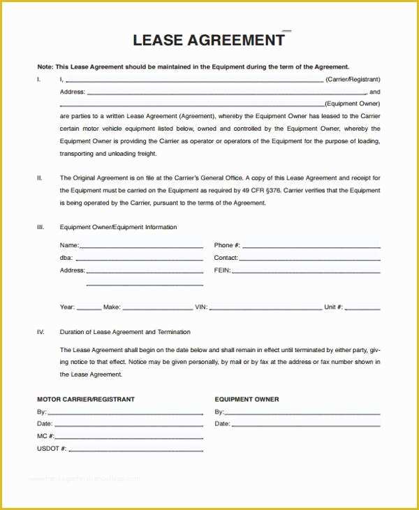 Free Vehicle Rental Agreement Template Of Sample Truck Lease Agreements 9 Free Documents In Word Pdf