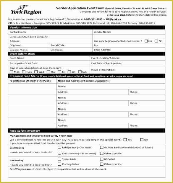 Free Vendor Application form Template Of 10 Vendor Application Templates – Free Sample Example