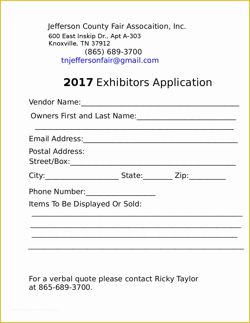 Free Vendor Application form Template Of 17 Of Exhibitor Registration form Template