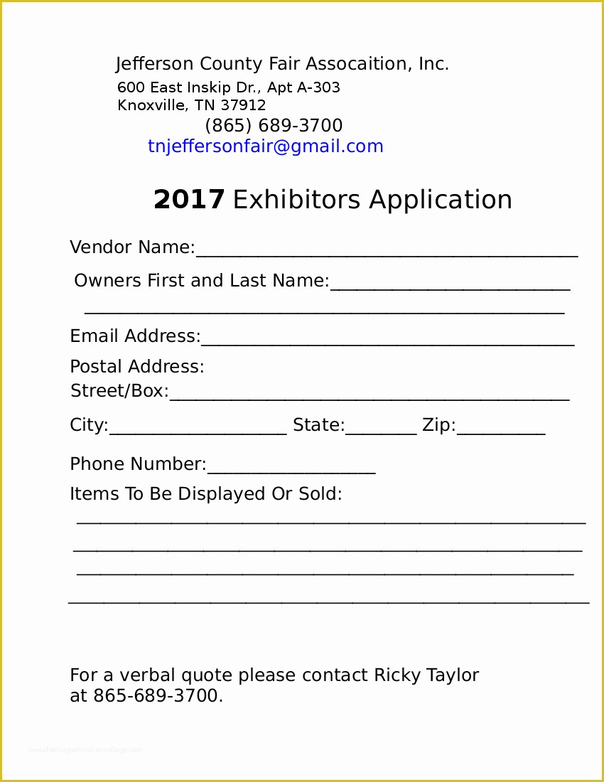 Free Vendor Application form Template Of 17 Of Exhibitor Registration form Template