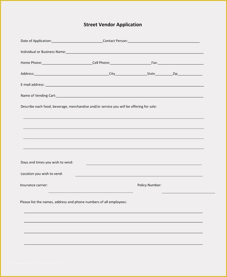 Free Vendor Application form Template Of 9 Printable Blank Vendor Registration form Templates for