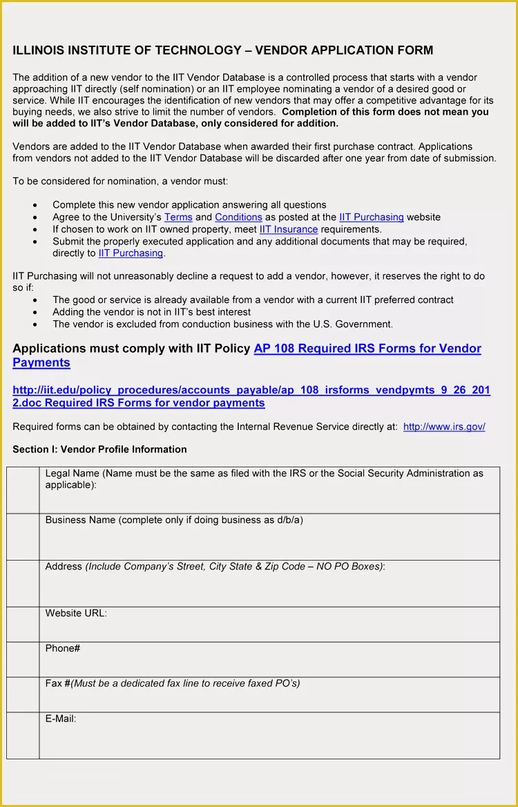 Free Vendor Application form Template Of 9 Printable Blank Vendor Registration form Templates for