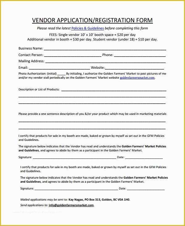 Free Vendor Application form Template Of 9 Sample Vendor Registration forms