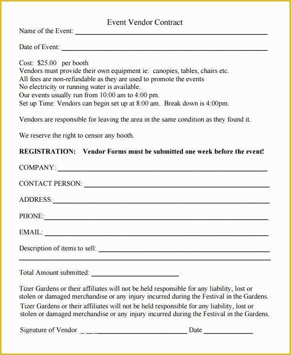 Free Vendor Application form Template Of event Vendor Registration form Template Templates