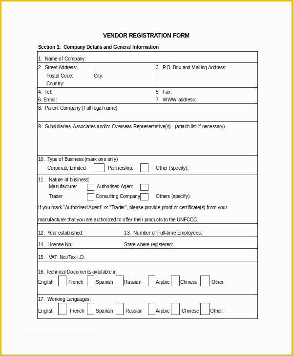 Free Vendor Application form Template Of Excel form Template 6 Free Excel Document Downloads