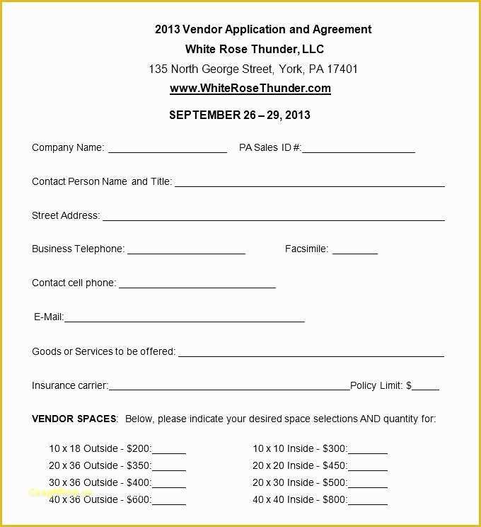 Free Vendor Application form Template Of Free Vendor Application form Template 13 Reinadela Selva