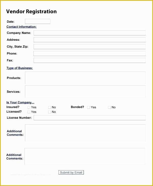 Free Vendor Application form Template Of Lovely Vendor Information form Template Excel Free forms
