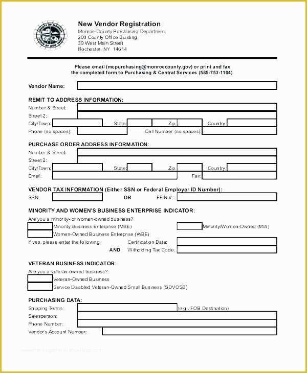 Free Vendor Application form Template Of Lovely Vendor Information form Template Excel Free forms