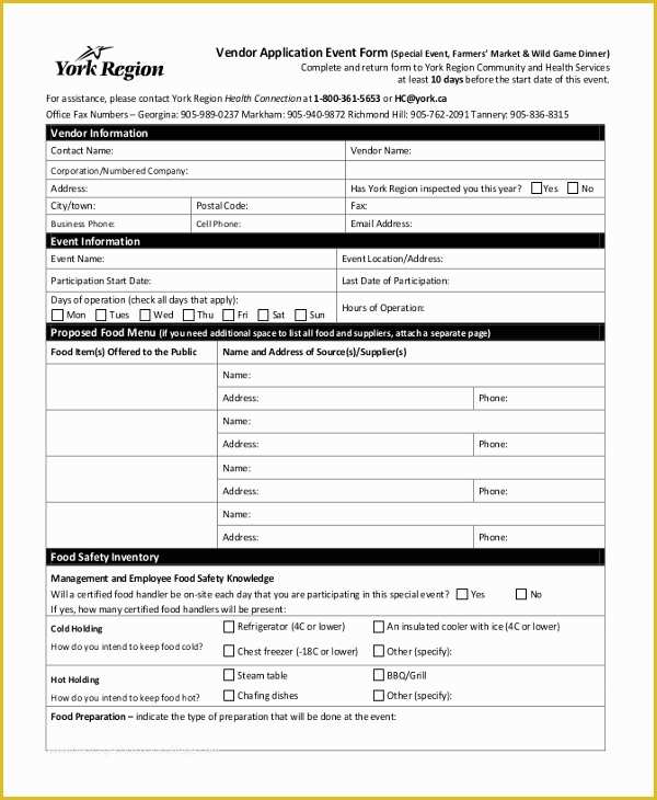 Free Vendor Application form Template Of Sample Vendor event form 10 Free Documents In Word Pdf