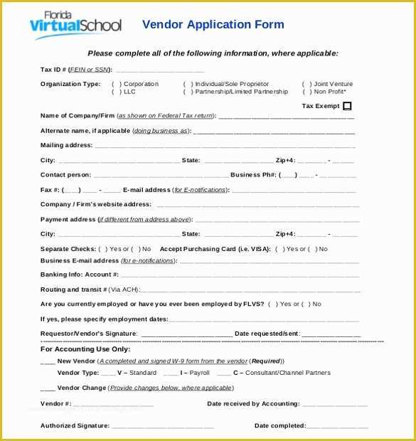 Free Vendor Application form Template Of Vendor Application Template – 9 Free Word Pdf Documents