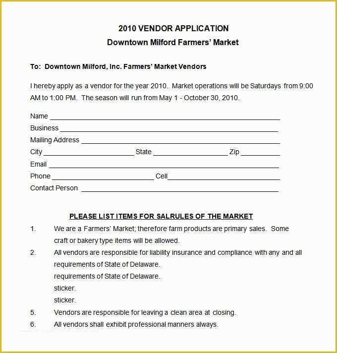 Free Vendor Application form Template Of Vendor Application Template – 9 Free Word Pdf Documents