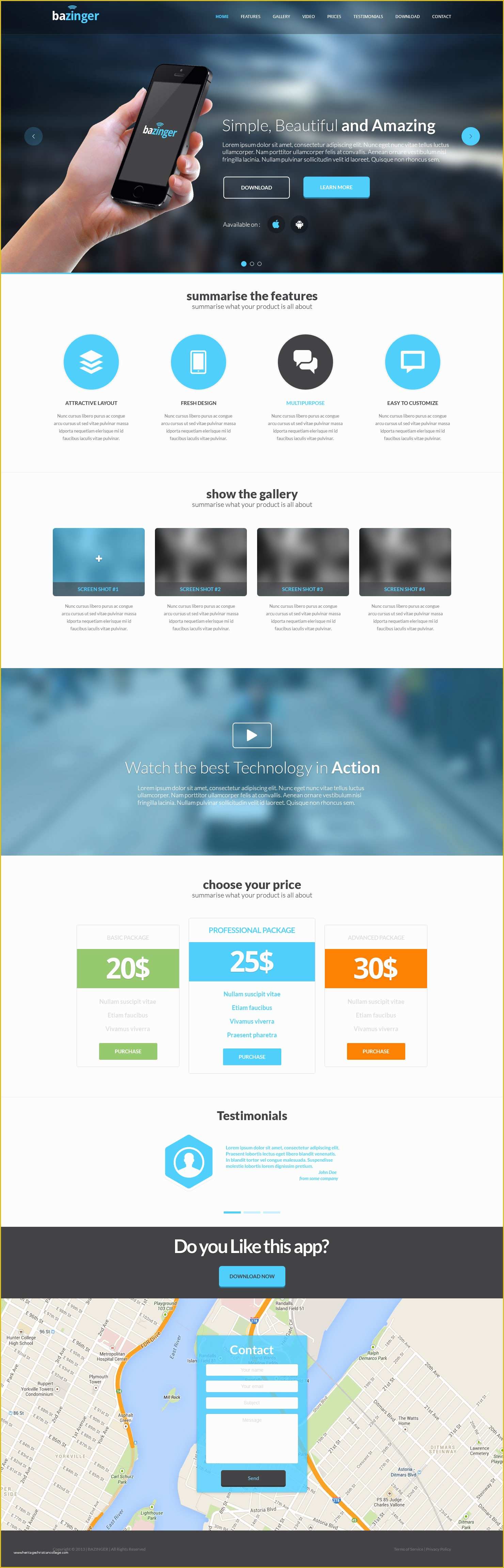 Free Video Landing Page Templates Of Bazinger Landing Page Free HTML Template