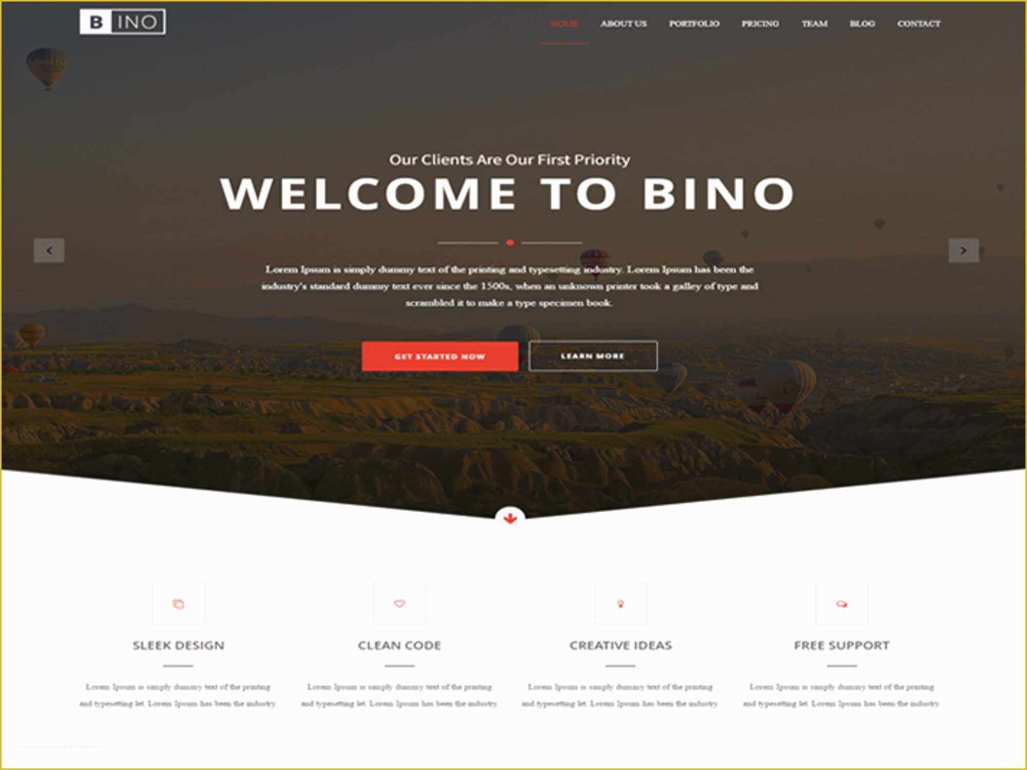 Free Video Landing Page Templates Of Bino – Free HTML5 Landing Page Template Designstub