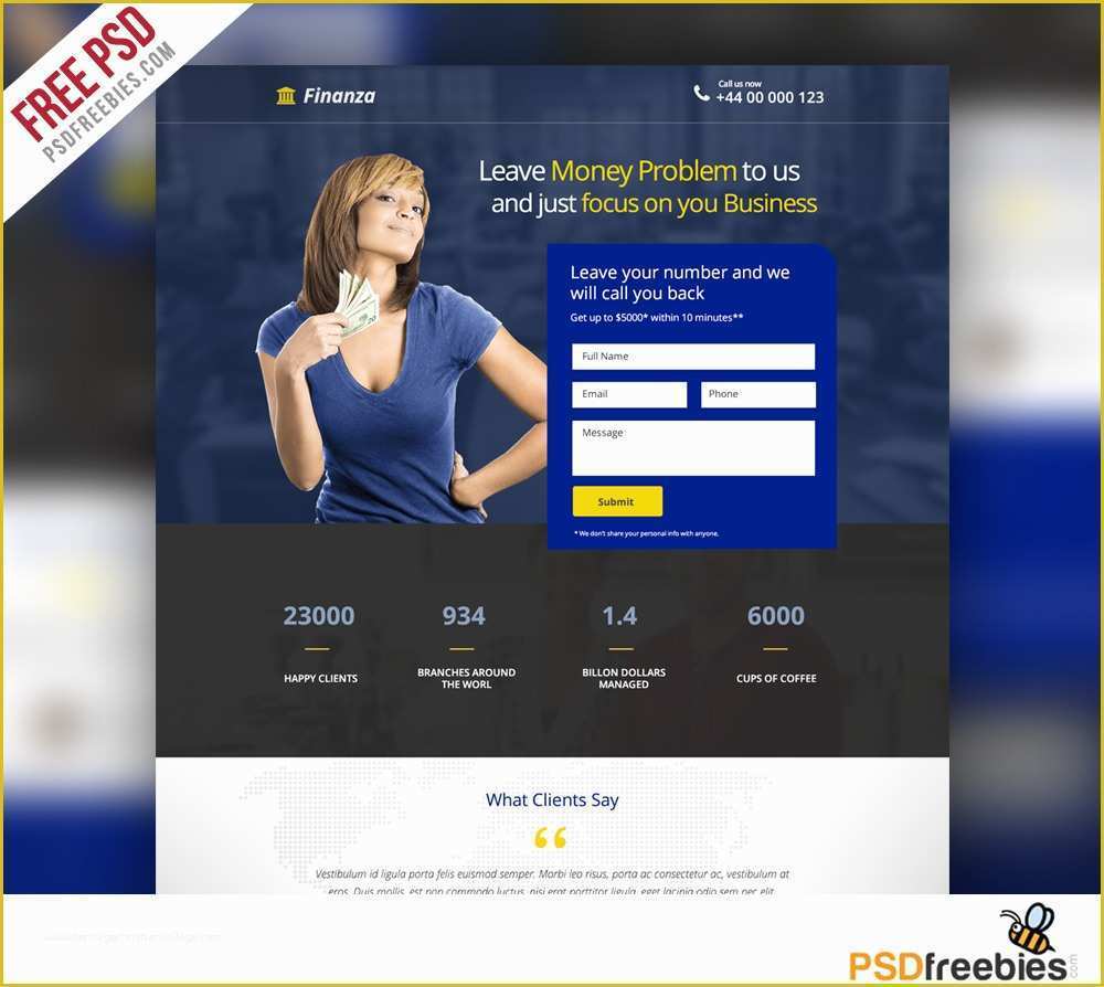 Free Video Landing Page Templates Of Finance and Banking Landing Page Free Psd Template