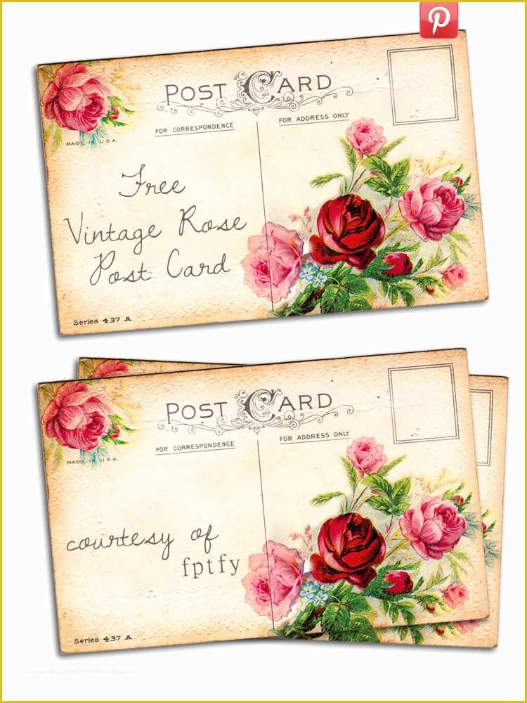 Free Vintage Postcard Template Of Free Vintage Altered Art Romantic Rose Post Card Free