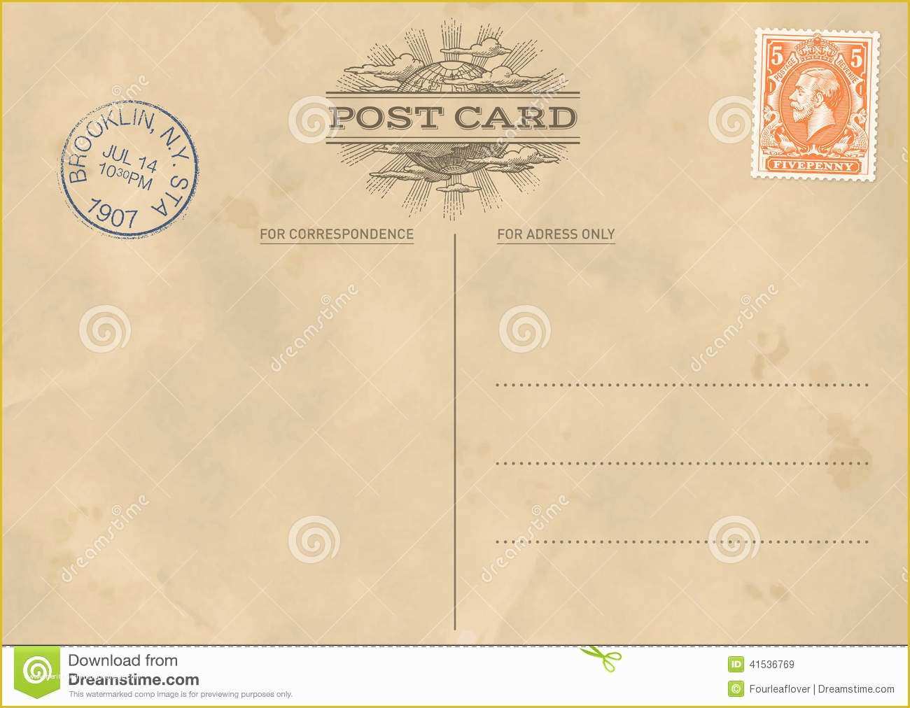 Free Vintage Postcard Template Of Vector Vintage Postcard Template Stock Vector